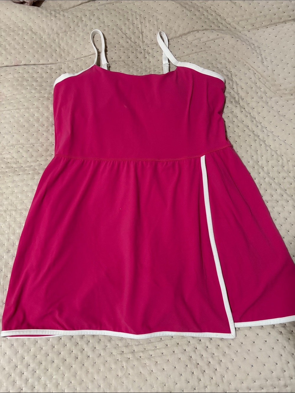 all in motion Bright Pink Dress with White Trim